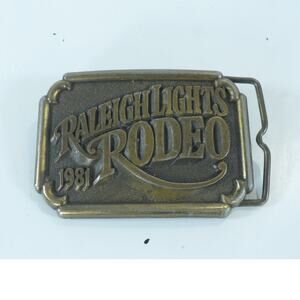 Vintage 1981 Raleigh Lights Rodeo Western Cowboy Metal Belt Buckle EUC